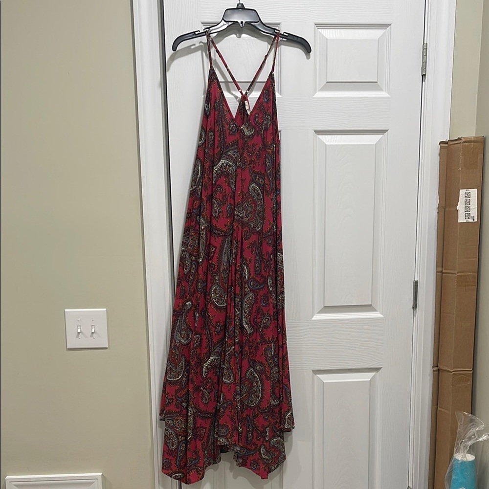 Fat Face Red and Black Handkerchief Maxi Sundress